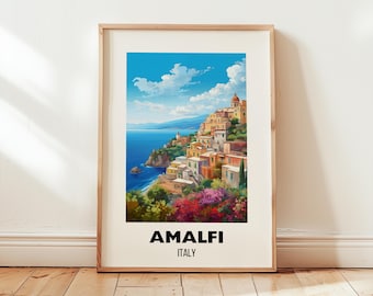 Amalfi Travel Poster Wall Art, Italy Poster, Europe Travel Prints, Italy Wall Art, Amalfi Gift, Amalfi Print, Digital Download Wall Art