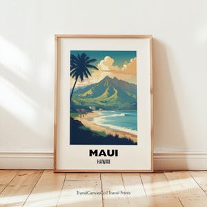 Maui Hawaii Travel Poster Wall Art, Hawaii Travel Prints, Hawaii Islands, Coastal Home Decor, Digital Download Wall Art, Honeymoon Gift
