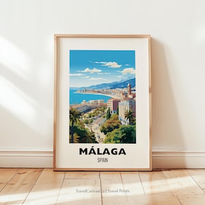 Malaga Travel Print Wall Art, Malaga Poster, Malaga Spain Decor, Malaga Spain Travel Gift, Malaga Art, Birthday Present, Digital Download
