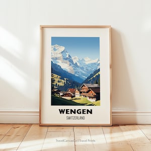 Wengen Travel Print Wall Art, Wengen Art Poster, Switzerland Ski Travel Prints, Wengen Home Decor Artwork Gift, Printable Digital Download