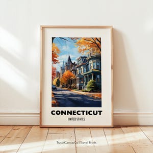 Connecticut Travel Poster Wall Art, Connecticut Travel Print, Connecticut Home Decor, Digital Art Gift, Printable Digital Download Artwork