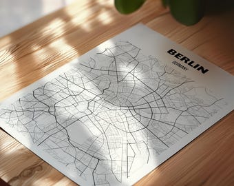 Berlin Germany City Map Print, Berlin Germany, Germany City Map Poster, Berlin Artwork Office Decor, Map Poster, Wedding Gift, Minimal Gift