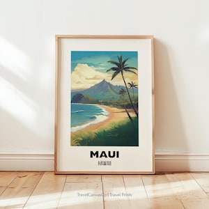 Maui Travel Print Wall Art, Maui Hawaii Poster, Maui Hawaii Travel Gift, Hawaii Beach Home Decor, Digital Download Artwork, Birthday Present