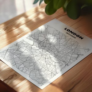 London UK Map Print, United Kingdom Map Poster, Gift City Map, London Map, England Map Art, London City Road Map Poster, Minimalist Art