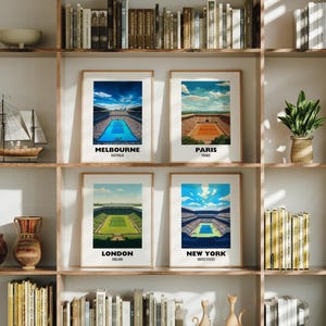Grand Slam Set of 4, Tennis Poster Prints, Printable Grand Slam Series, Tennis Wall Art, Grass Court, Clay Court, Hard Court, Tennis Majors image 3