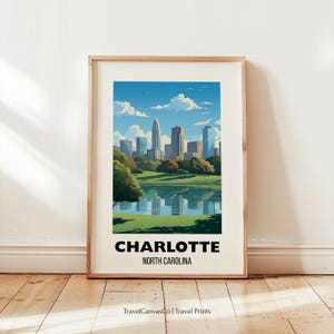 Charlotte Travel Print Wall Art, Charlotte North Carolina Poster, Charlotte Travel Gift, Digital Download, United States City Artwork Poster