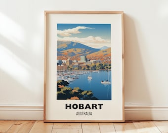 Hobart Travel Print Wall Art, Australia Poster, Hobart Australia Travel Gift, Printable City Poster, Digital Download Art, Birthday Present
