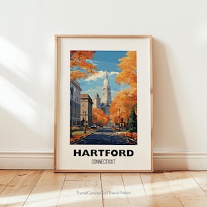 Hartford Connecticut Travel Poster Wall Art, Hartford Travel Print, Connecticut Home Decor, Birthday Present, Wedding Gift, Digital Download