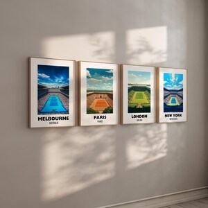 Grand Slam Set of 4, Tennis Poster Prints, Printable Grand Slam Series, Tennis Wall Art, Grass Court, Clay Court, Hard Court, Tennis Majors image 5
