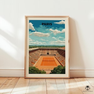Paris Tennis Print Wall Art, Clay Court Tennis Art, Tennis Poster Prints, Printable Grand Slam Poster Home Decor, Tennis Majors Wall Artwork