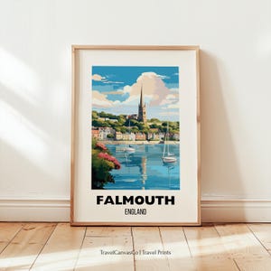 Falmouth Travel Print Wall Art, Falmouth England Travel Poster, Falmouth Cornwall Art Gift, Falmouth Home Decor, Digital Download Artwork