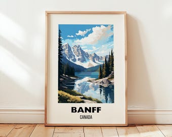 Banff Travel Poster Wall Art, Canada Poster, Banff Travel Print, Banff Wall Art Decor, Banff Gift, Canada Print, Wall Art