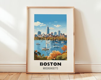 Boston Travel Poster Wall Art, City Art Poster, Boston Travel Print, Boston Wall Art, Boston Gift, Massachusetts Print, Art