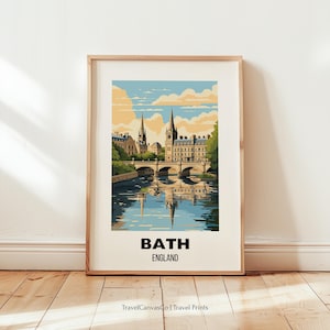 Bath Travel Poster Wall Art, Bath Print, England Print, England Poster, UK Home Decor, Bath England Gift, Digital Download, Birthday Present