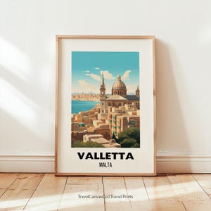 Valletta Travel Print Wall Art, Valletta Malta Travel Gift, Valletta Malta Poster, Printable City Poster, Digital Download, Wedding Gift