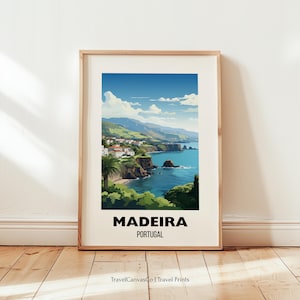 Madeira Travel Poster Wall Art, Madeira Art Print, Portugal Travel Prints, Madeira Home Decor, Madeira Artwork Gift, Digital Download Art
