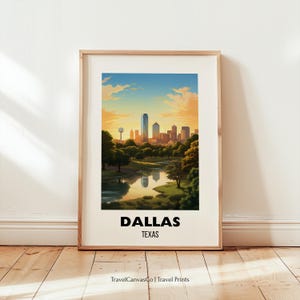 Dallas Texas Travel Print Wall Art, Downtown Dallas Art Print, Dallas Skyline Wall Art Poster, Dallas Gift, Dallas TX Art Destination Print