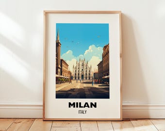 Milan Travel Poster Wall Art, Printable City Poster, Europe Travel Print, Italy Wall Art, Milan Gift, Milan Print, Digital Download Wall Art