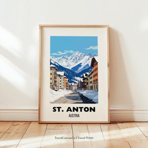 St Anton Travel Print Wall Art, St Anton Travel Poster, Austria Skiing Print, Home Decor, Ski Art Lover Birthday Gift, Digital Download