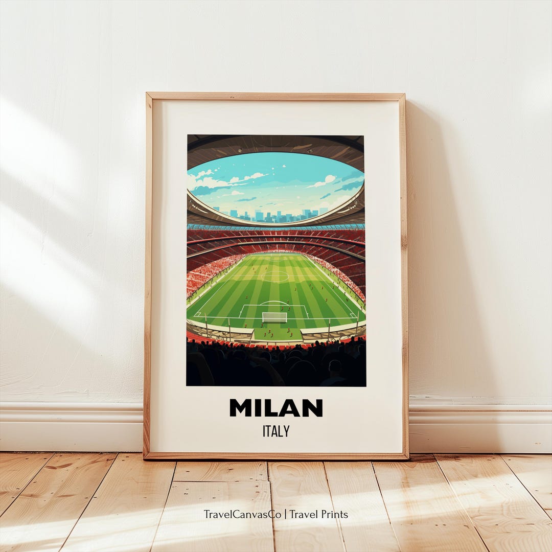 Milan Football Print Wall Art, Milan Italy Art Poster, Gift for Him Her ...