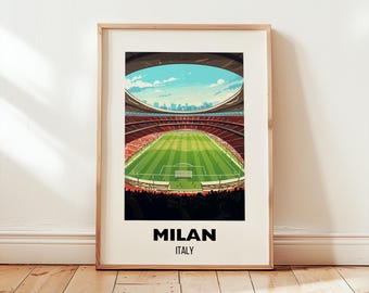 Milan Football Print Wall Art, Milan Italy Art Poster, Gift for Him Her, Husband Gift, Birthday Gift for Men, Milan Decor