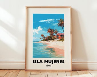Isla Mujeres Travel Poster Wall Art, Mexico, Isla Mujeres MX Art Print, Isla Mujeres Home Decor Artwork, Wedding Gift, Digital Download