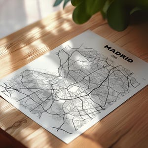 Madrid Spain Map Print, Madrid, Madrid City Map Poster, Street Road Map Print, Madrid Travel Wall Art, Madrid Personalized Map, Minimal Gift
