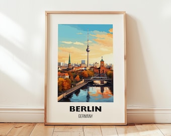 Berlin Travel Poster Wall Art, City Art Poster, Europe Travel Prints, Germany Wall Art, Berlin Gift, Berlin Print, Digital Download WallArt