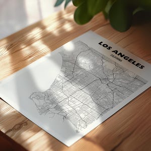 Los Angeles California Map Print, California USA Map Wall Art, LA County City Street Poster, CA Office Decor, Road Map Print, Minimal Gift
