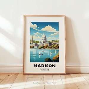 Madison Travel Print Wall Art, Madison Wisconsin Art Gift, Wisconsin State Capitol, Printable Madison Wisconsin Poster, Birthday Present