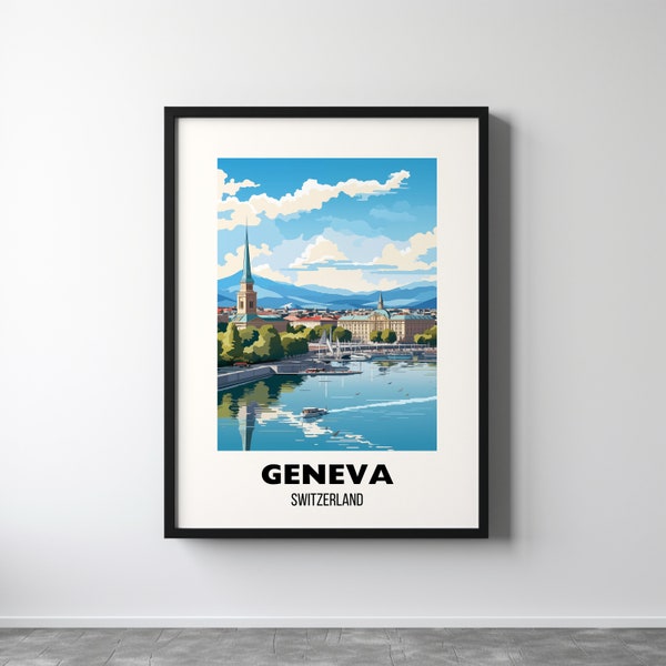 Geneva Switzerland Travel Print, Geneva Switzerland Travel Gift, Geneva Wall Art, Printable City Poster, Digital Download, Birthday Present