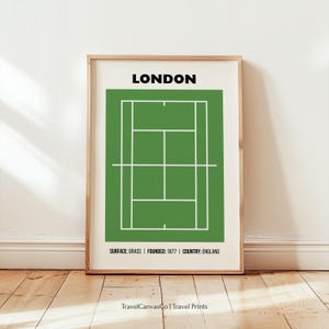 London Grand Slam Tennis Wall Art, London England Tennis, London Print, Tennis Artwork Gift, Grand Slam Poster Print Grass Court Home Decor