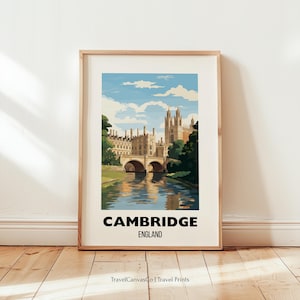 Cambridge Travel Print Wall Art, Cambridge Poster, Cambridge England Travel Gift, Birthday Present, Printable City Poster, Digital Download