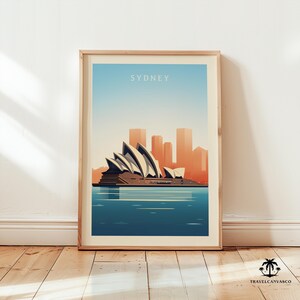 Sydney Australia Travel Print Wall Art, Sydney Home Decor Gift, Sydney Illustration Travel Poster, Minimalist Digital Australia Poster Print