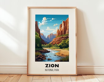Zion Utah Travel Poster Wall Art, Zion National Park Poster, Zion Print, Utah Travel Poster, National Park Travel Gift, National Park Print