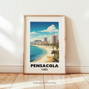 Pensacola Florida Travel Poster Print Wall Art, Florida Travel Prints, Pensacola Beach Art Gift, Pensacola Beach Home Decor, Printable Art