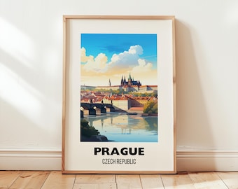 Prague Travel Poster Wall Art, City Art Poster, Europe Travel Prints, Czech Republic, Prague Gift, Prague Print, Digital Download Wall Art