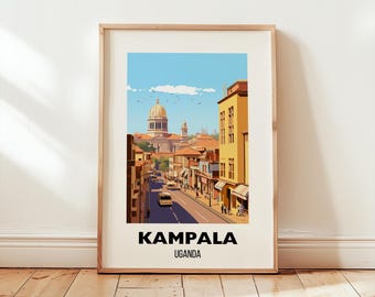 Kampala Travel Poster Wall Art, Africa Home Decor, Kampala Travel Print, Uganda Painting Gifts, Birthday Present, Wall Art
