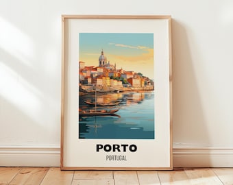 Porto Portugal Travel Poster Print Wall Art, Portugal Art, Porto Travel Gift, Printable Travel Decor, Portugal Cityscape, Digital Download
