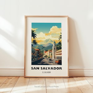 San Salvador Travel Print Wall Art, El Salvador Poster, San Salvador Home Decor Gift, Salvadoran Art, Printable Central American Artwork