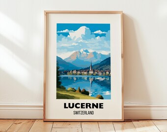 Lucerne Switzerland Travel Poster Art Print: Swiss Home Decor