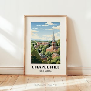 Chapel Hill Travel Print Wall Art, UNC Chapel Hill Poster, North Carolina Home Decor Art Gift, NC Landscape, Printable Digital Download