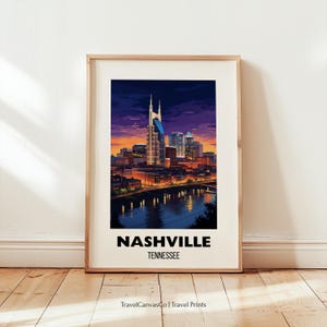 Nashville City Print Wall Art, Nashville Travel Poster Artwork, Tennessee Travel Gift, Tennessee Poster, Nashville Gift, Digital Download