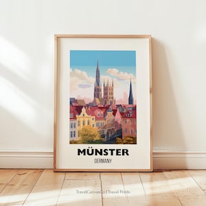 Münster Travel Poster Wall Art Gift, Germany Travel Print Gift, Münster Travel Print, Home Decor Lovers Wall Hanging Digital Download Art