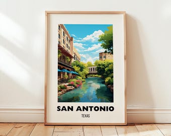 San Antonio Texas Travel Print Wall Art, San Antonio City Poster, Texas Travel Print, San Antonio Home Decor Gift, Digital Download Artwork