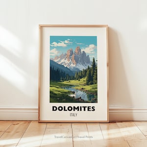 Dolomites Italy Travel Poster Wall Art, Dolomites Mountains Travel Print, Italy National Parks Art, Dolomites Home Decor, Digital Download