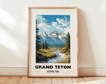 Grand Teton National Park Travel Print Wall Art, Grand Teton Poster, National Park Home Decor, Grand Teton Travel Gift, Art