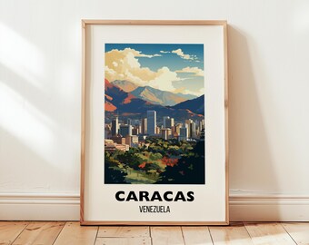 Caracas Venezuela Travel Poster Print Wall Art, Venezuela Travel Gift, South America Art Decor, Digital Download, Printable City Poster