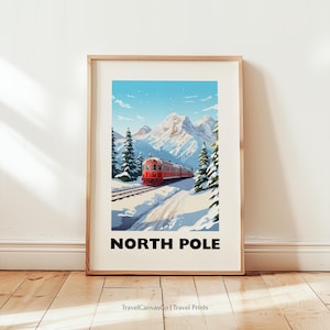 The North Pole Poster Wall Art, North Pole Art Print, Christmas Artwork Home Decor, Christmas Gift, Christmas Decoration, Digital Download