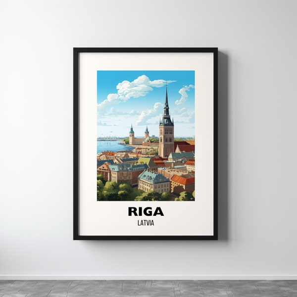 Riga Travel Poster Wall Art, Printable City Poster, Riga Travel Print, Riga Wall Art, Riga Latvia Gift, Custom Text, Digital Download Art